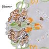 Oval Lace Table Linens Cute Rabbit Placemats, Cartoon Bunny And Tulip Placemat, Hollow Out Floral Kitchen Decor Accessories Place Mat, Fabric
