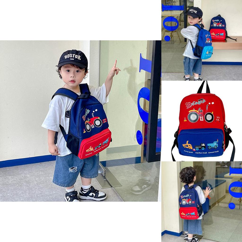 Adorable Cartoon Car Backpack For Boys And Girls Lightweight Oxford Cloth Design For Kindergarten