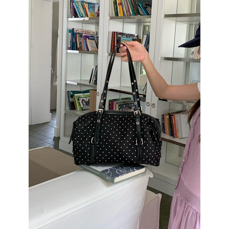 Underarm Bag - Retro Polka Dot Bowling Bag - Large Capacity Single Shoulder Bag