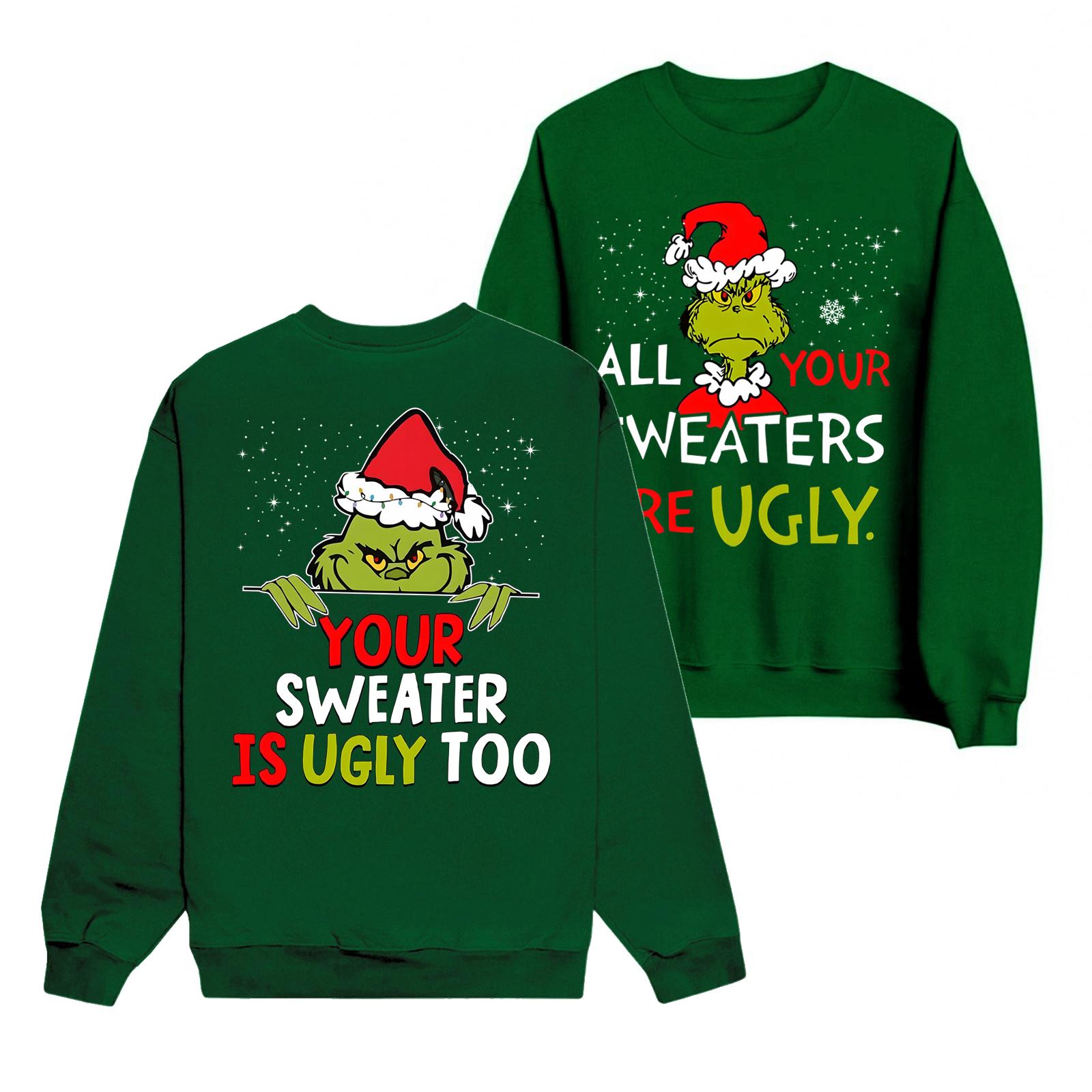 

Женская мода повседневный принт повседневный длинный рукав круглый вырез толстовка топ XXL