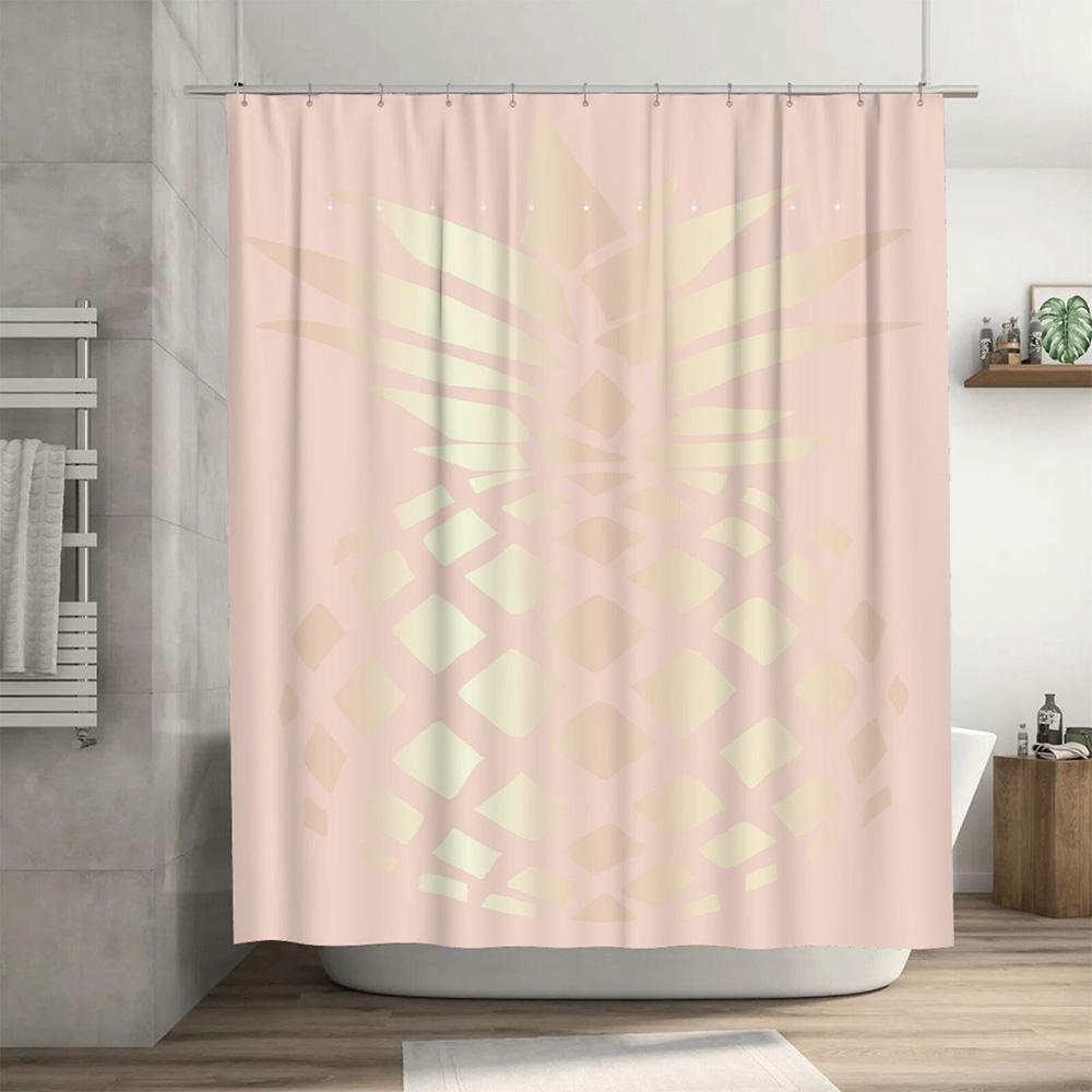 Gold Pineapple Shower Curtain Luxurious Pink Bath Decor With Modern Design For Home Decoration Size: 69X72 Inches (Lxw)