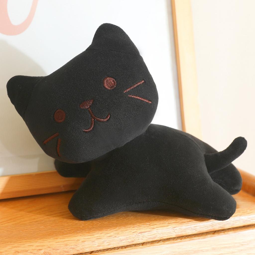 Kawaii Lying Cat Plush Toy Soft Kitten Stuffed Animal Cats Plushie 4 Colors Available for Kids Birthday Xmas Gift Bedroom Decor