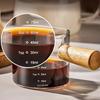Transparent Glass Espresso Measuring Cup Wooden Handle Double Spout Practical Milk Coffee Accessory for Home