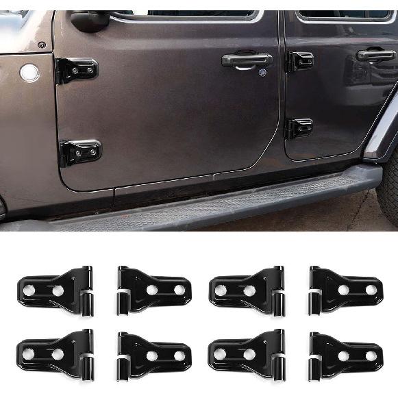 8PCS Door Hinge Cover Trim Accessories for 2018-2024 2025+ Jeep Wrangler JL JLU 2020-2024 2025+ Jeep Gladiator JT (Matt Black)