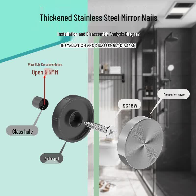 Zhugu Stainless Steel Decorative Mirror Screw Cap Set