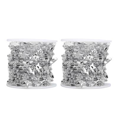 2 Rolls Star Bead String Garland 10m Length Cuttable Decorative Beads Garland for Wedding Christmas Home Decor Silver