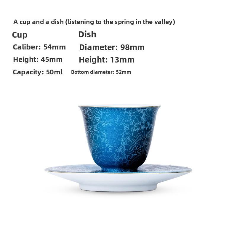 Gubo Carved Flower PorcelainCup Saucer Set Handmade Ceramic Tea Set Chinese Style Tea Cup Coaster Teacup Saucer Home Decor Gift