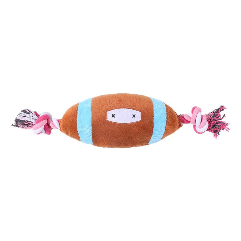 

Durable Interactive Plush Dog Toy With Sound Cotton Rope Olive Football Design Wholesale