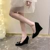 Fashion 2025Luxury Rhinestone Pointed Toe Wedges Women New Designer Dress Shoes Elegant Crystal Wedding Bridal Pumps