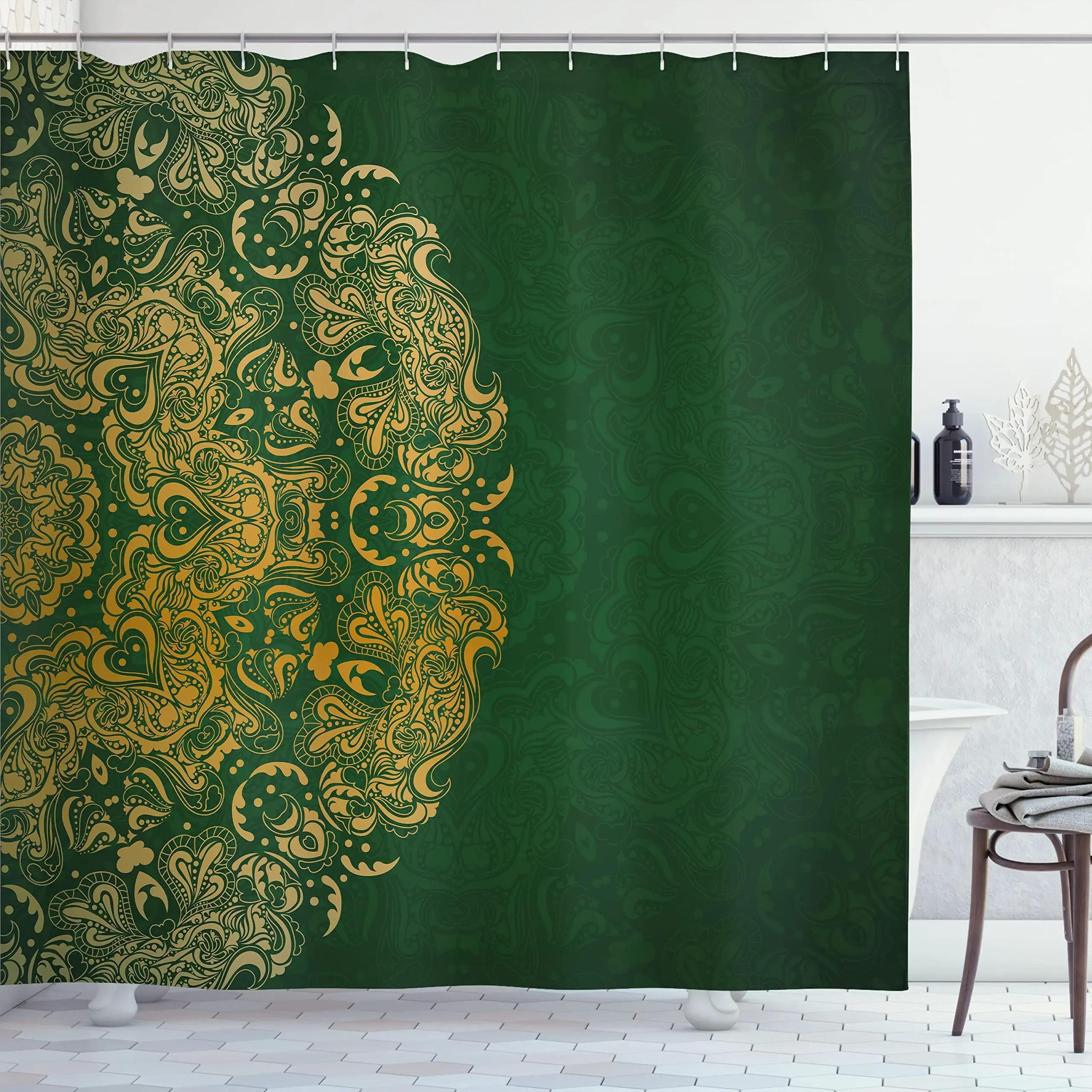 

Завіса для душу Mandala Boho Барвиста квіткова завіса для ванної кімнати для домашньої ванни Водонепроникна поліефірна тканина з гачками W120xH180cm