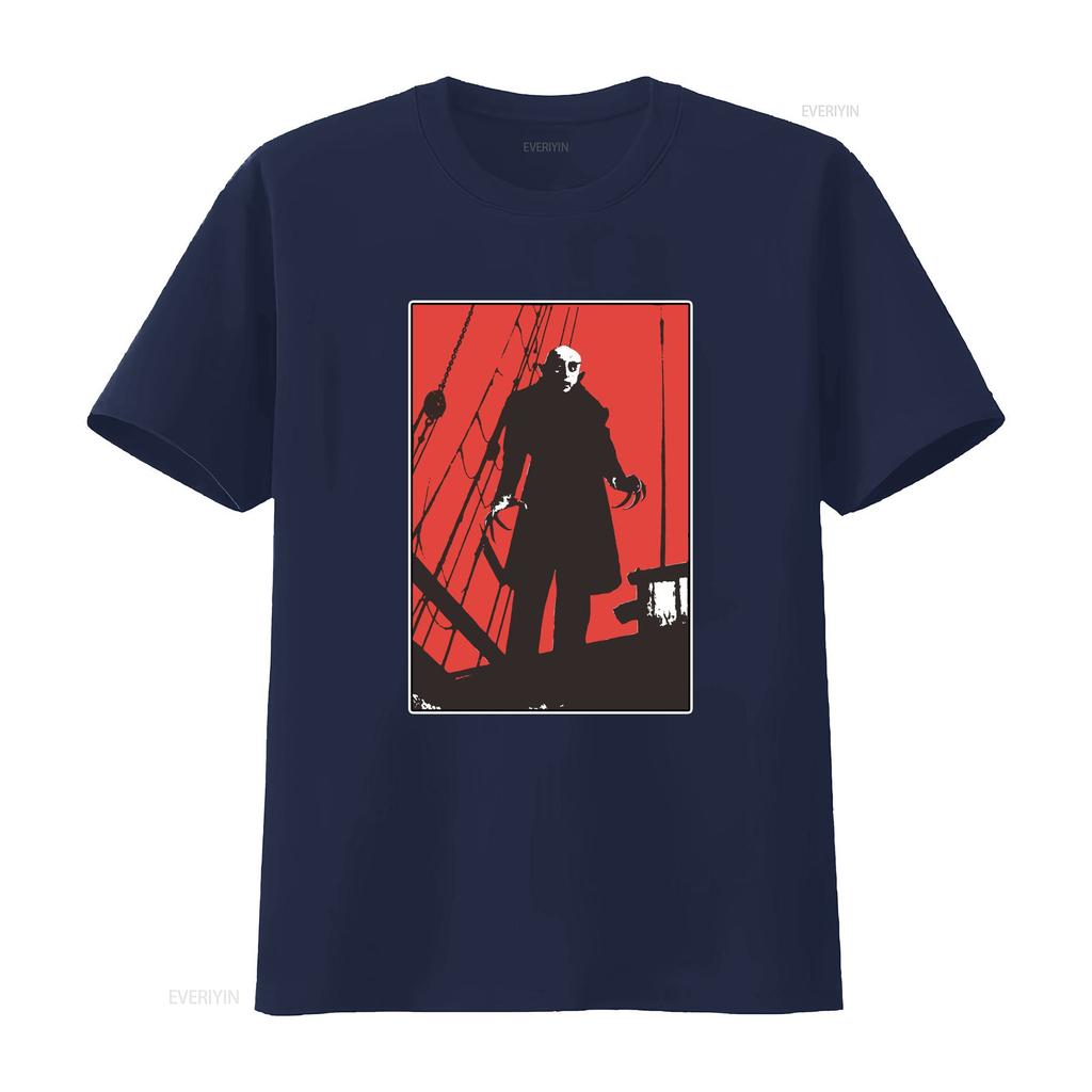 Nosferatu Red Classic Horror Film T Shirt Dracula Vintage Gothic Movie Poster Jersey Vintage Washed Fashion Versatile Casual