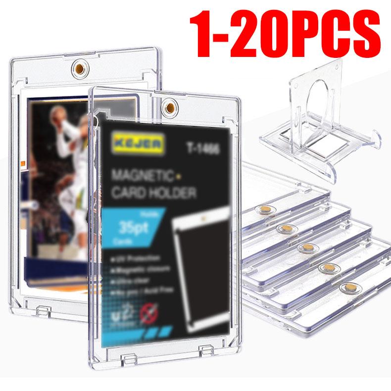 20-1PCS Magnetic Cards Holder for Trading Card Support Set Arcylic Triangle Card Display Stand Waterproof Transparent Protector