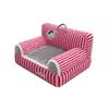 Plush Four Seasons Cat & Dog Bed - Cozy, Non-slip, Raised Striped Sofa for Autumn & Winter