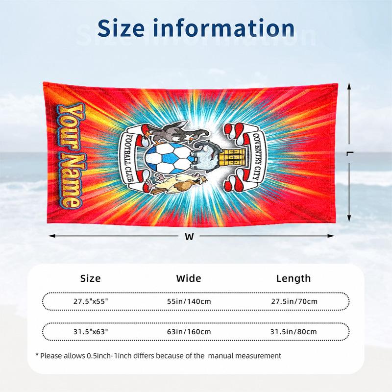 Coventry City F.C. Personalizowane ręczniki plażowe służą również jako ręczniki kąpielowe letni niezbędnik musthave na zewnątrz na plażę i na basen