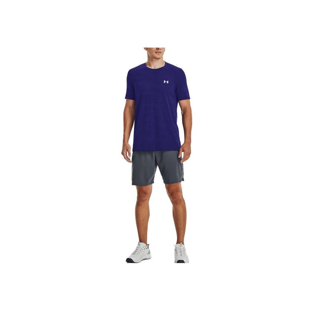 Under Armour Solid Color Crew Neck Loose Short Sleeve T-Shirt Men Tops Sonar-Blue 1373726-468