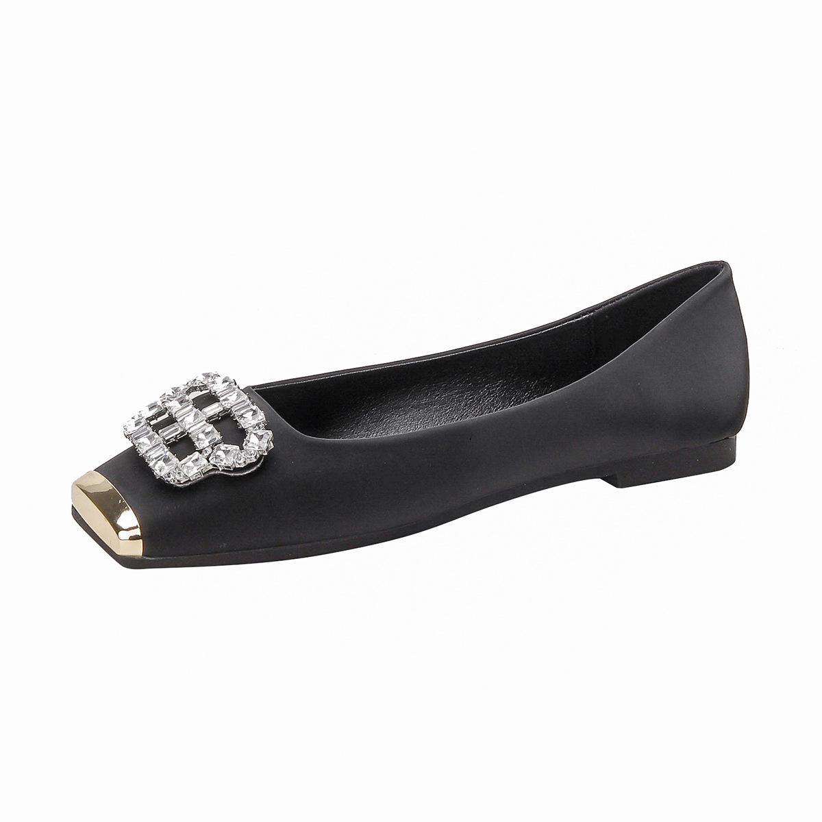 

Weiwei girl 7681-2 квадратная головка одиночные туфли женские на плоской подошве французские туфли Doudou с одной педалью неглубокие горловины мягкие женские туфли 35 чёрный