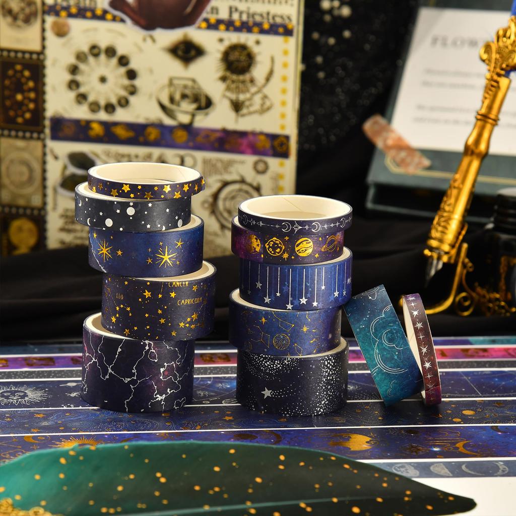 Songdao 20 Rolls Starry Sky Masking Tape Milky Way Washi for DIY Crafts Set, Tape, Women's Style, Packaging,