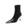 Krazing Pot Microfiber Basic Design Winter Pointed Toe Metal Thin High Heels Modern Boots Women Ankle Boots