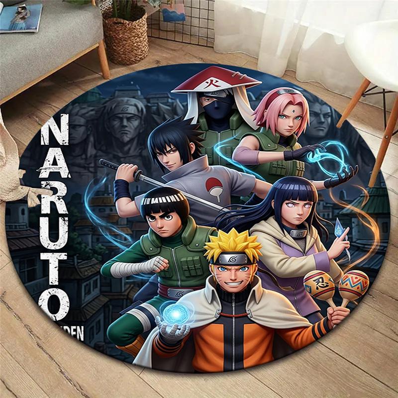 Naruto Shinobi Legacy Round Area Rug Carpet Rug For Living Room Bedroom Sofa Playroom Decor Nonslip Floor Mat