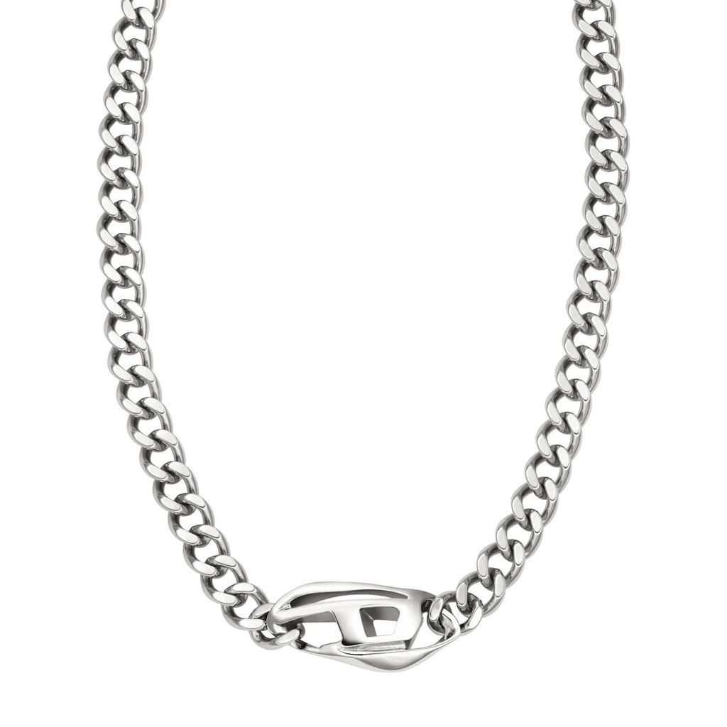 DIESEL Stainless Steel Chain 450mm Stainless No Silver D Logo DX1412040 All-Gender Necklace, Length + 50mm, Width 38mm, Height 19.6mm, Steel,