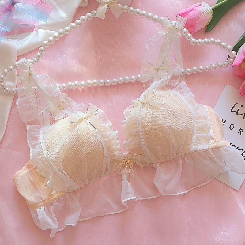 New Japanese Girl Bra Fairy Gas White Pure Wind Sweet Cute Small Breasts Gather Sexy Lace Upper Support Underwear