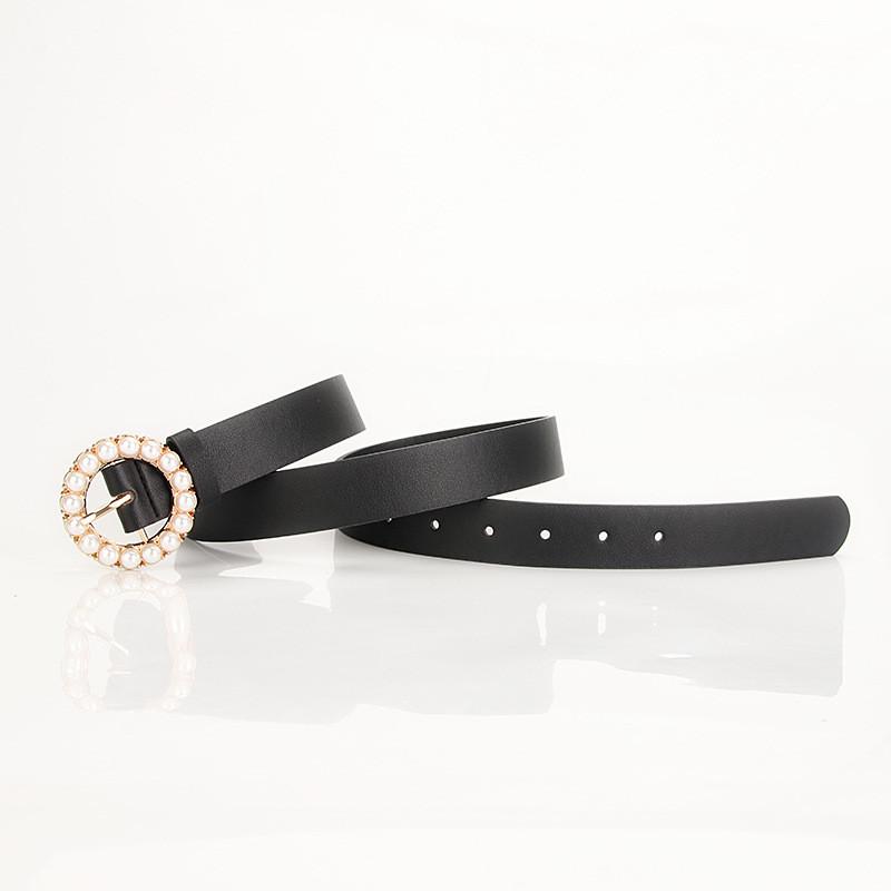 Elegant Ladies Belt With Pearl Buckle For Office And Casual Wear