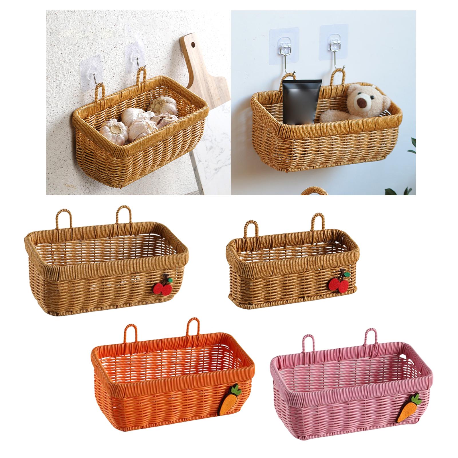 Storage Basket Decorative Basket for Farmhouse Wall Decor Garden Flower Pot Light brown S
