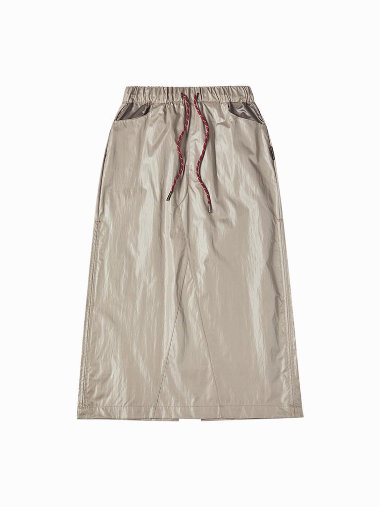 Acme Dravi Woman Nylon Shirring Long Skirt (2 Color)