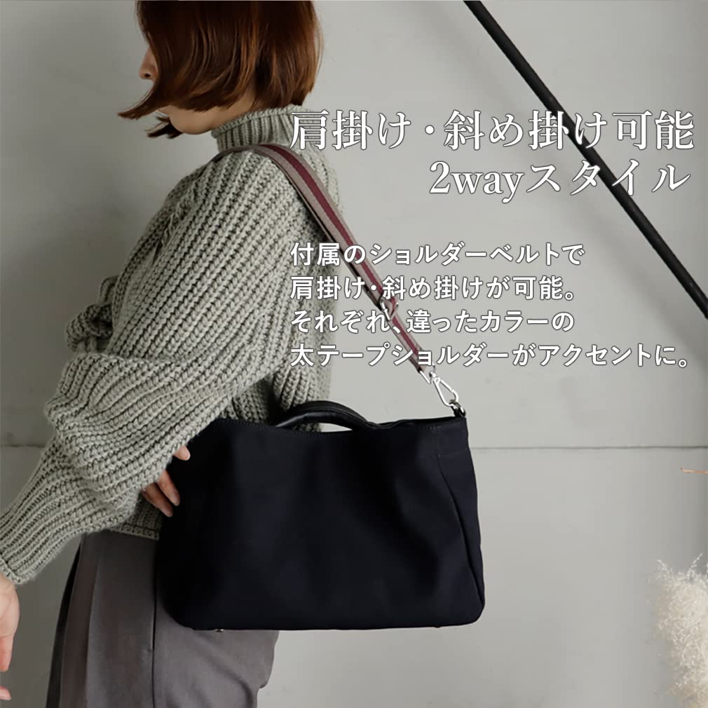 VITAFELICE Genuine Leather and Canvas Tote Bag for Women Gray 2-Way (inb-10001z) (Nylon Beige)