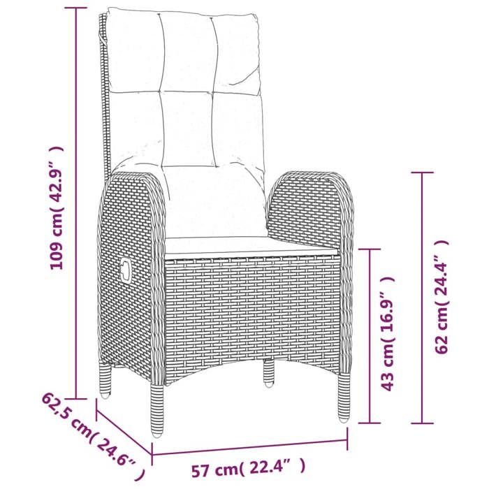 VidaXL Garden Dining Set Cushions 5pcs Black Wicker, Dining Set, Dining Set 3185055