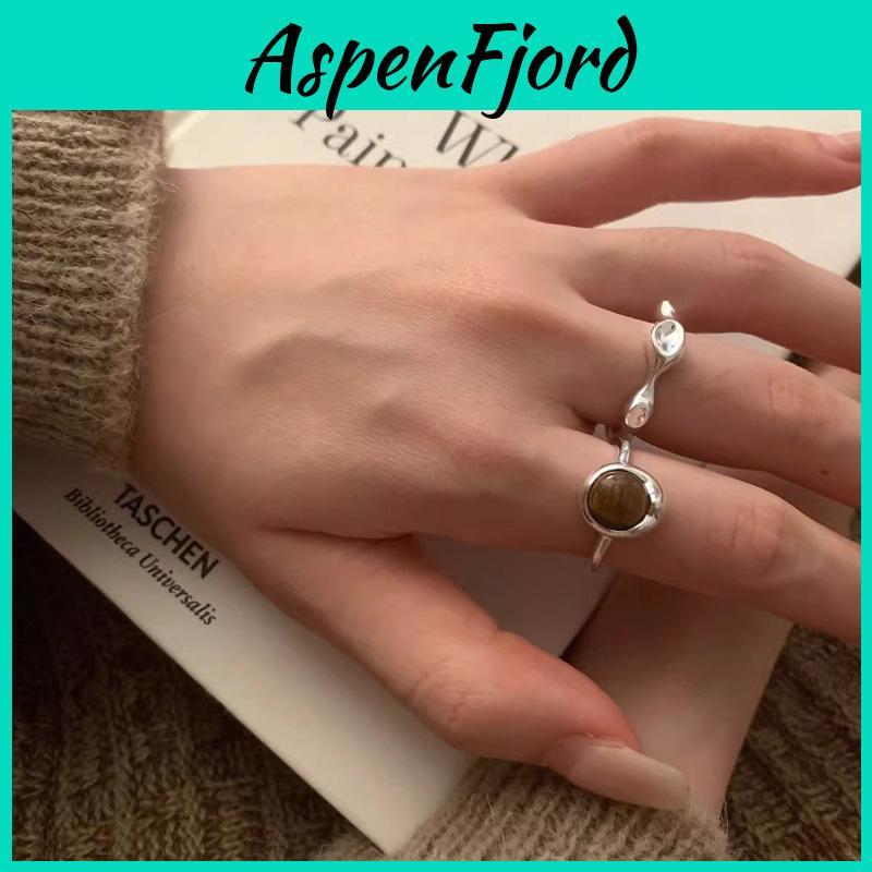 Elegant High-end Korean Tiger Eye Stone Fashion Ring For Women Unique Open-style Accessory