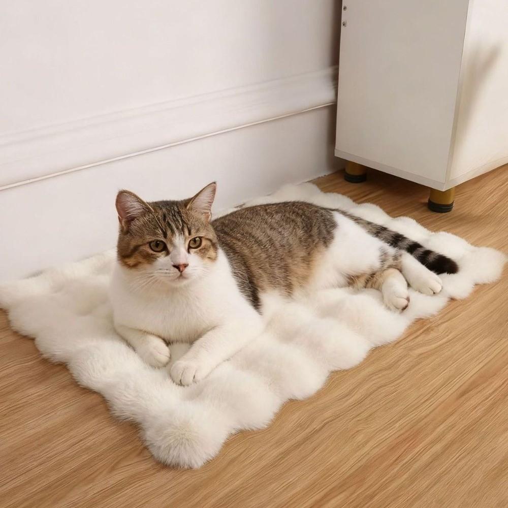 Soft Fluffy Pet Sleeping Mat Thickened Design Fluffy Pet Blanket Warm Plush Pet Mat  Indoor Pet Use