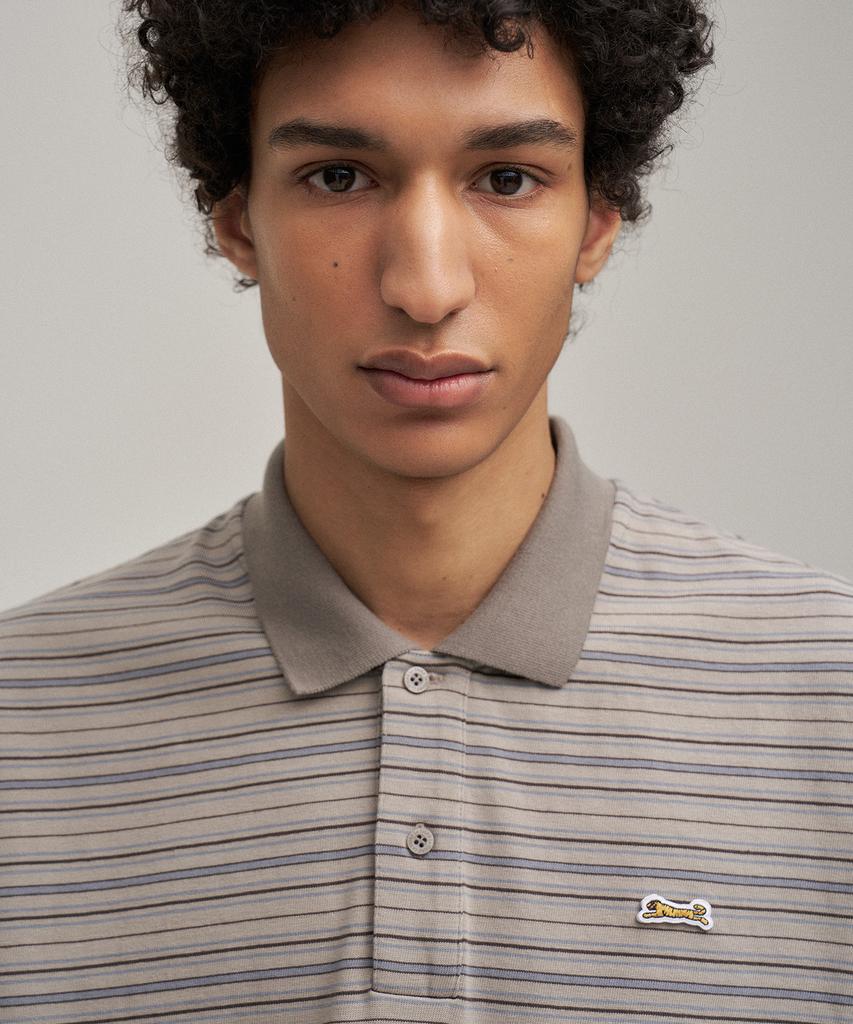 LE TIGRE Multi-Stripe Polo T-Shirt (Pale Khaki)