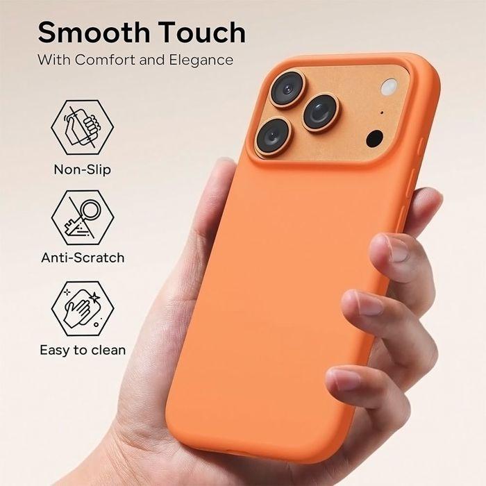 Coque Silicone - BOOLING - pour iPhone 17 Pro Max - Protection Ultra Slim Souple Mat Orange