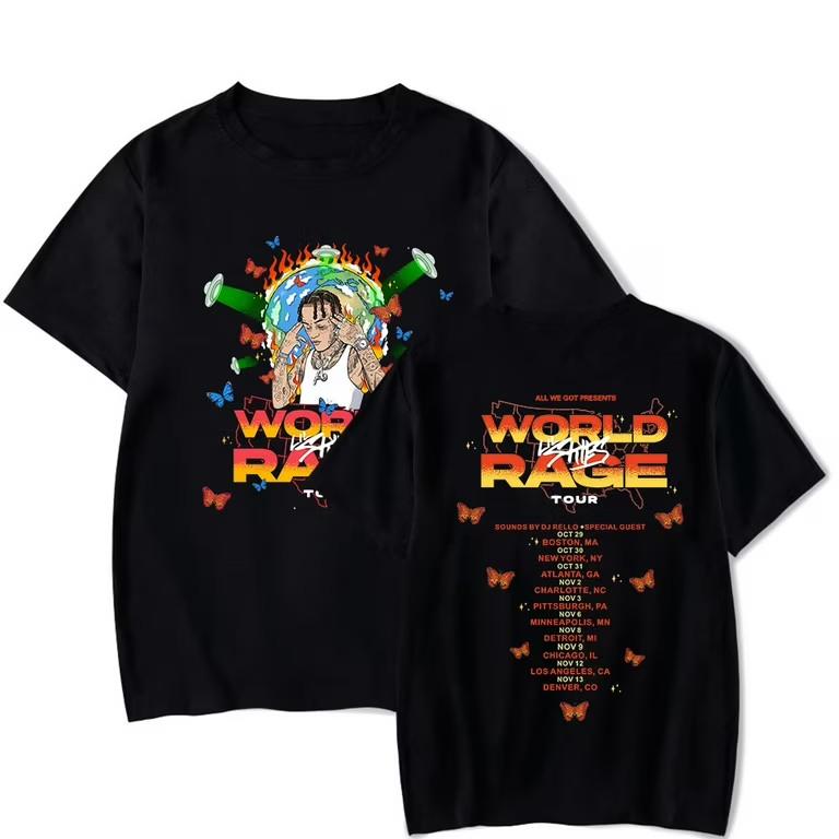 Hot Lil Skies Cosplay World Rage Tour Tshirt Short Sleeve ZL589 Unisex T-Shirt XXL