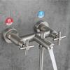 Bathroom Shower Faucet Stainless Steel Triple Bathtub Faucet Double Cross Handle Dual Control Hot Cold Mixer Valve Nozzle Tap