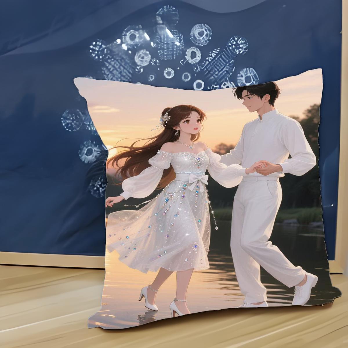 

Couple s Pillow, Loving Girl s Heart, Car Nap Sofa Cushion, Double-sided Chinese Valentine s Day, Birthday Gift for Men and Women flannel 45x45cm double-sided [without pillow core]