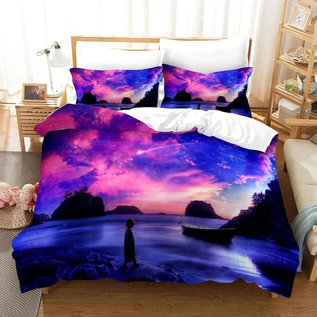 3D Print Beach Scenery Comfortable Duvet Quilt Cover Pillowcase Bedding Set Children Bedroom Decoration Home Textile