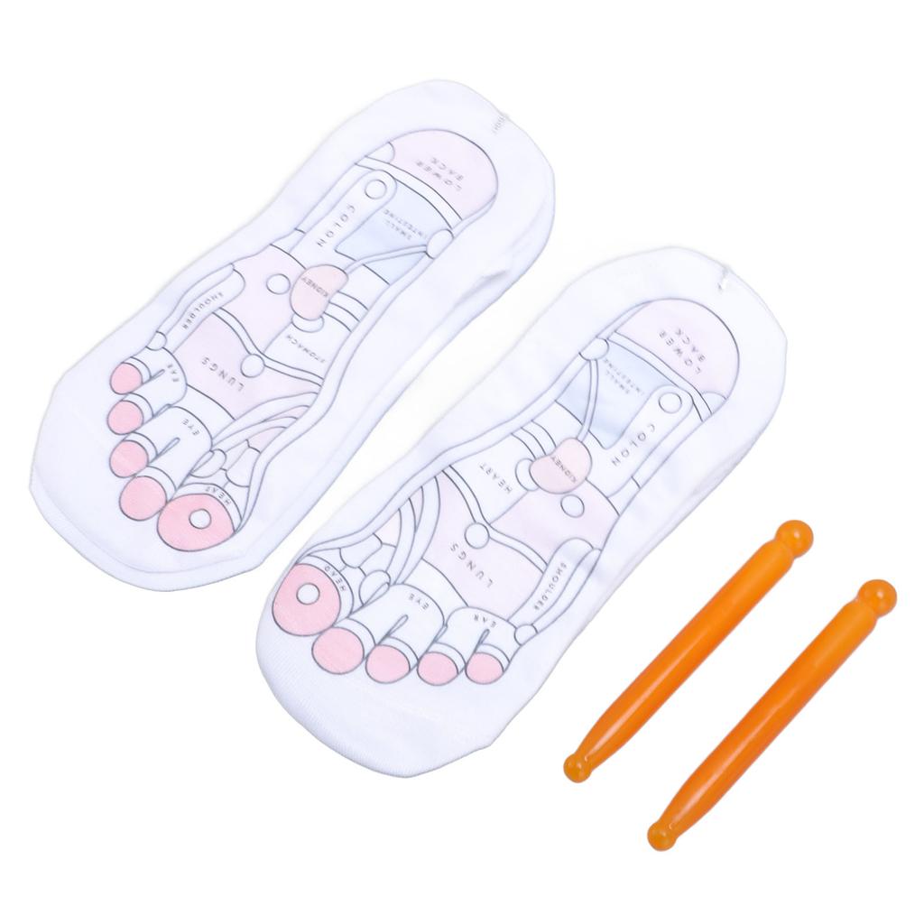 2 Pairs Socks with 2pcs Sticks Unisex Cotton Soft Anti Slip Socks Trigger Point Sticks Set