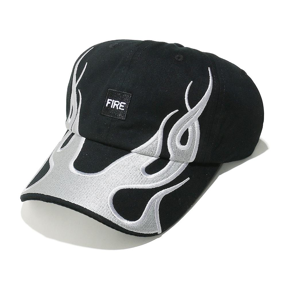 American hip hop heavy industry embroidery flame baseball cap American high street personality niche street hat cap