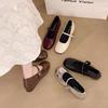 Silver single shoes women's shoes 2025 new spring and summer light mouth retro Mary Jane ballet evening gentle temperament small leather shoes