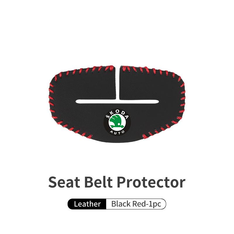 BHBD3 Car Seat Belt Buckle Cover Leather Protector Anti-collision Case For Skoda Kodiaq Fabia Kamiq Karoq Octavia 2 3 Rapid Scala