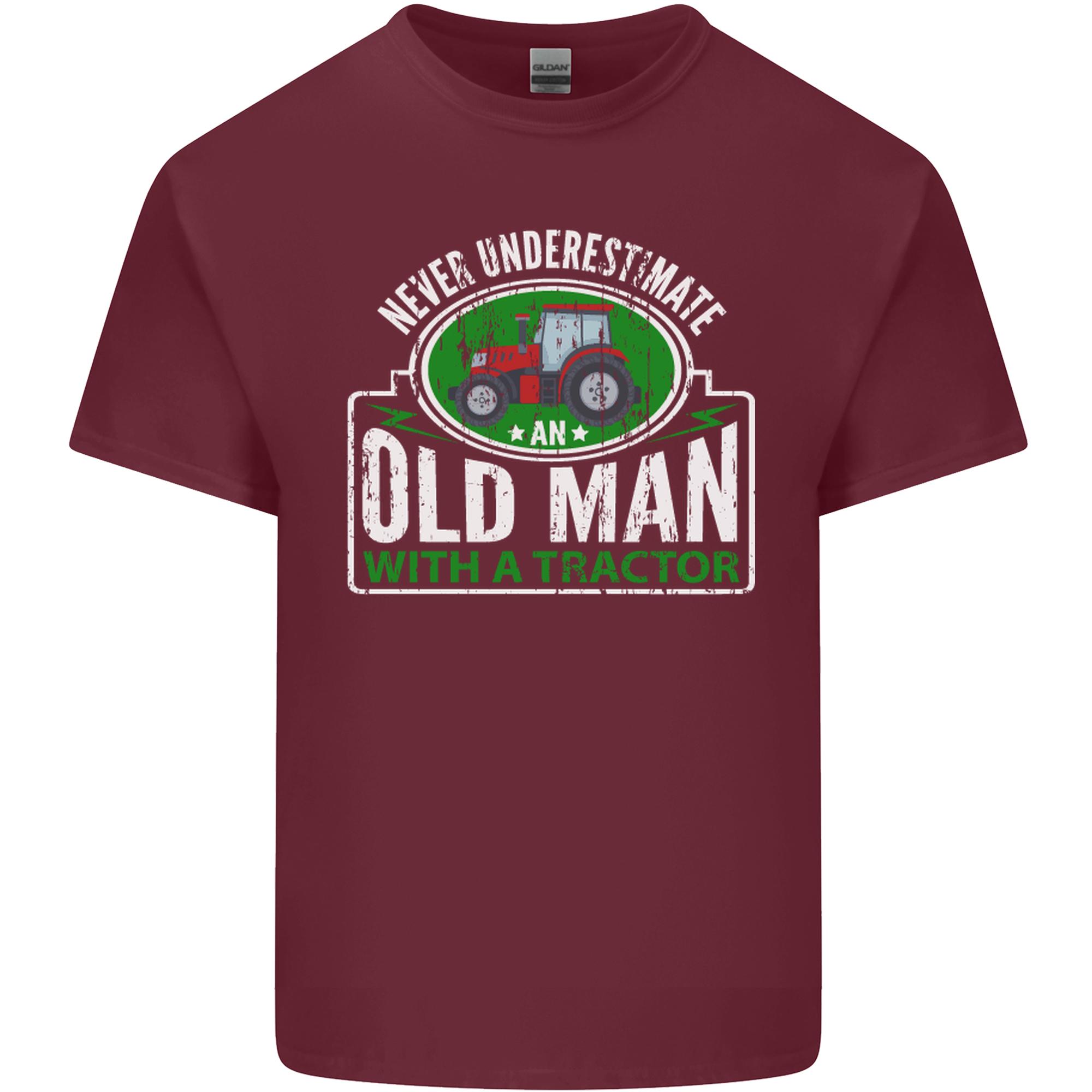 An Old Unisex With a Tractor Farmer Funny Unisexs Light Cotton TShirt S