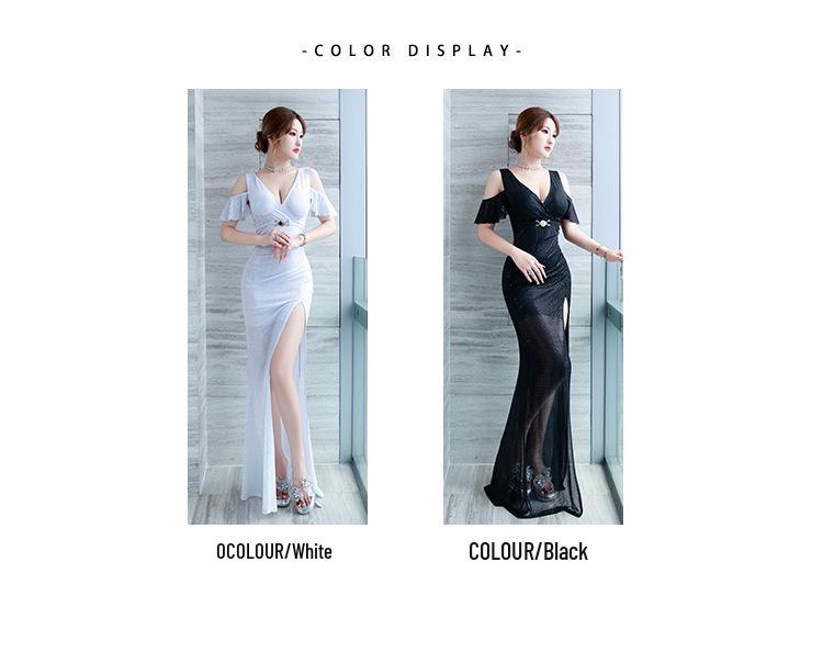 Chic Strappy Low-Cut Evening Gown with High Slit