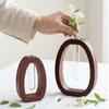 Home Decoration Hydroponic Flower Vase Wooden Flower Holder Water Plant Tube Stand  Desktop Decor