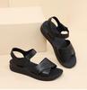 Red Dragonfly Women's Genuine Leather Sandals - Summer 2025 Comfortable Soft Sole Flat Bottom for Middle-aged Mothers