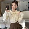 French Ribbed Lace Trim Slimming Top: Chic Autumn/Winter Base Shirt