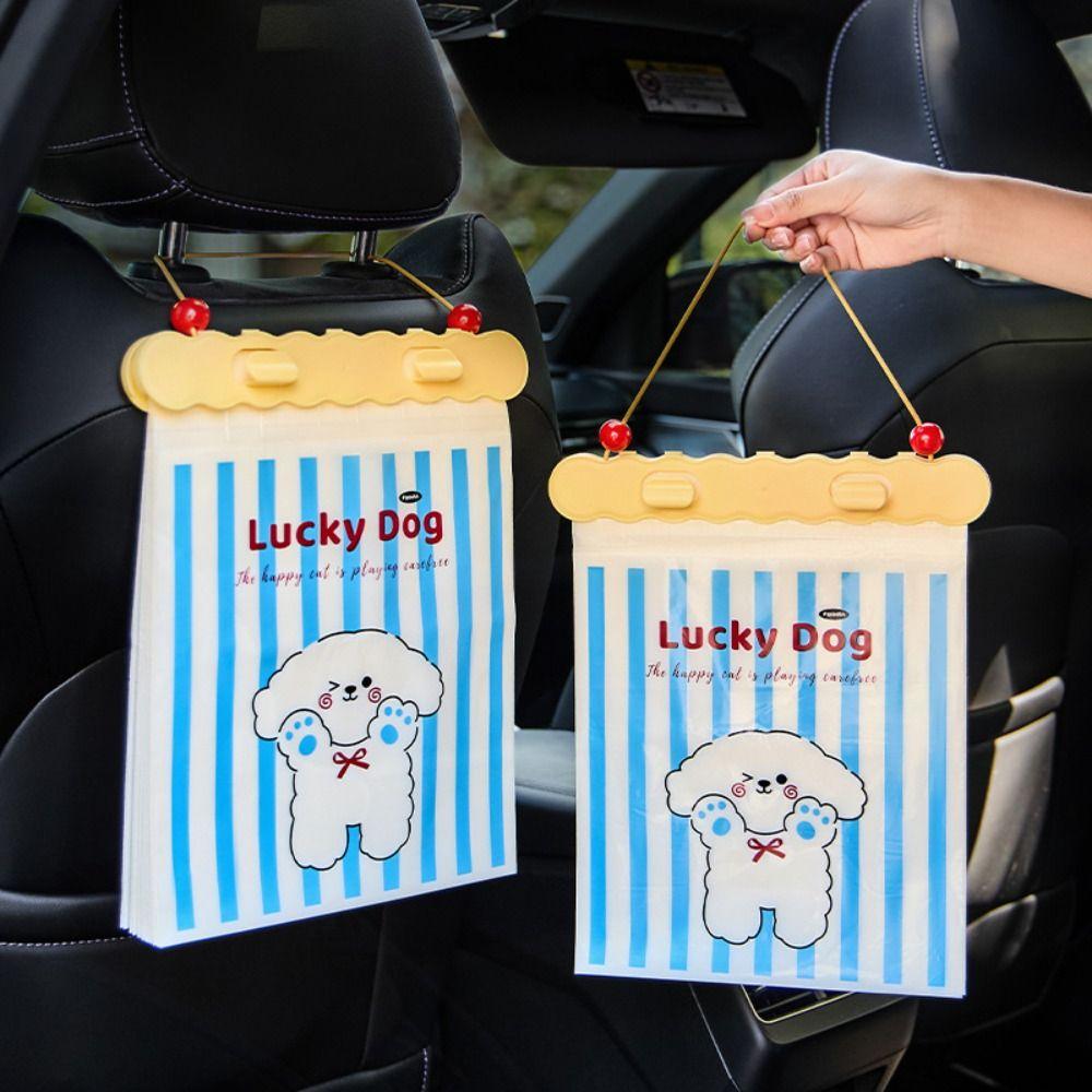 20 Pièces Sac à Ordures Portable Suspendable pour Voiture avec Support Sacs à Ordures Épais pour Siège Arrière de Voiture Sac de Rangement pour Voiture Dessin Animé