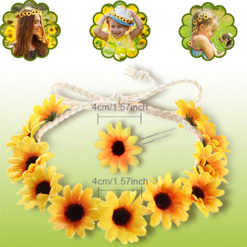 Sunflower Daisy Hair Clips & Flower Crowns - Women's Bridesmaid Hair Accessories