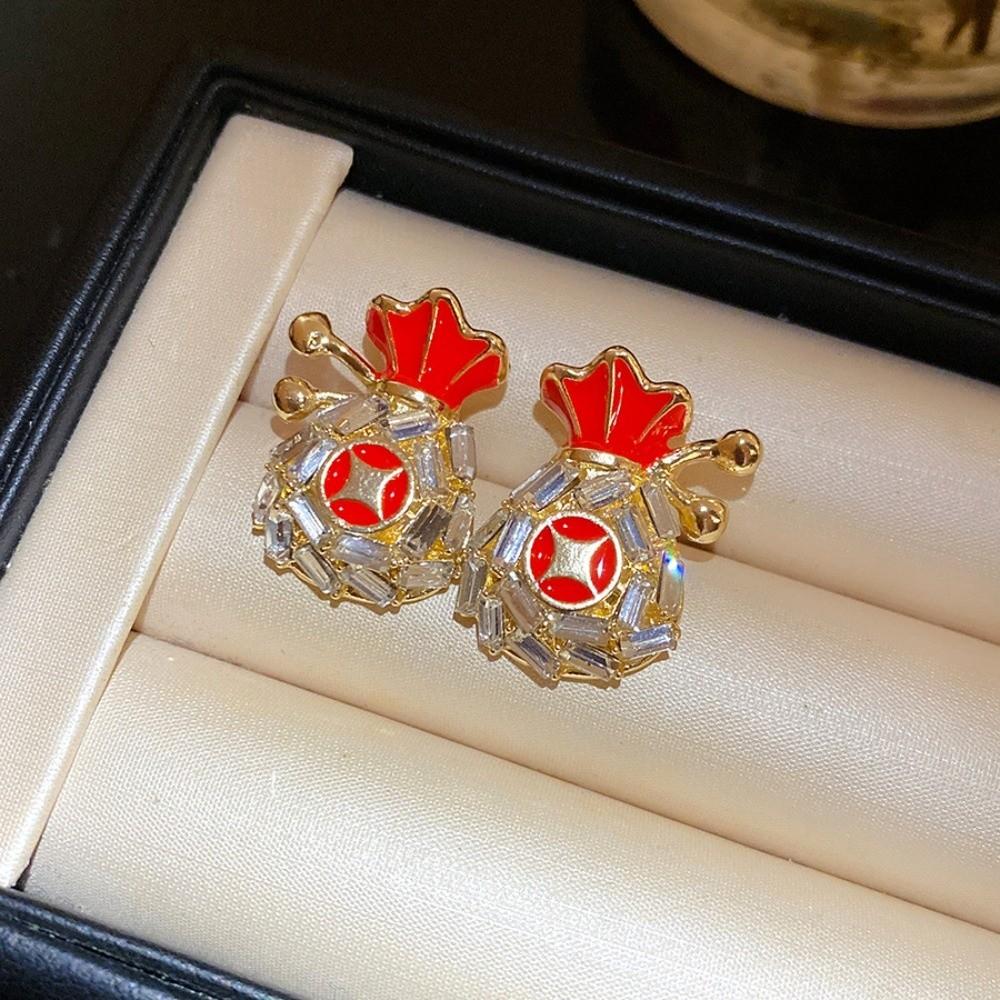 Fashion Jewelry Chinese Style Pony Earrings Hollow Rocking Pony Red Drop Earrings New Year Gift